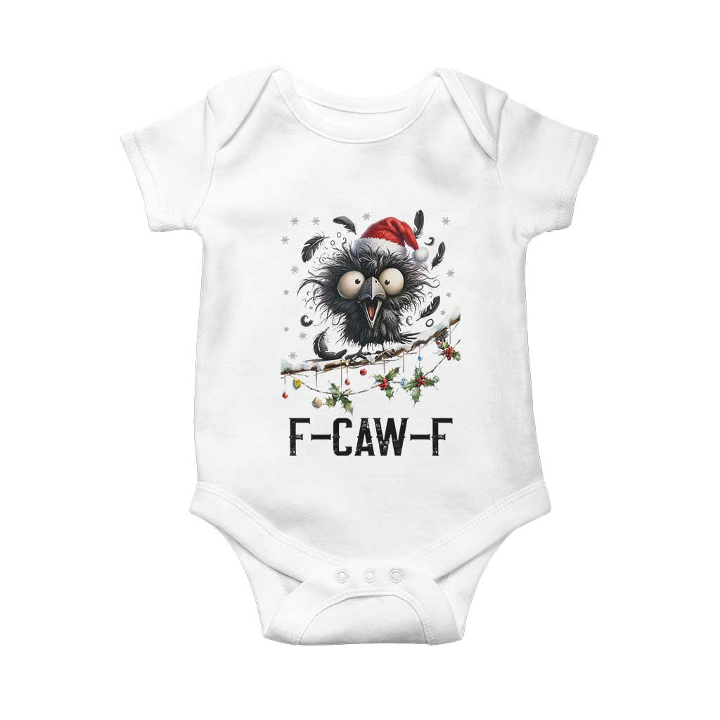 Funny F Caw F Christmas Crow Baby Onesie Santa Raven Xmas Holiday Snowflake TS11 White Print Your Wear
