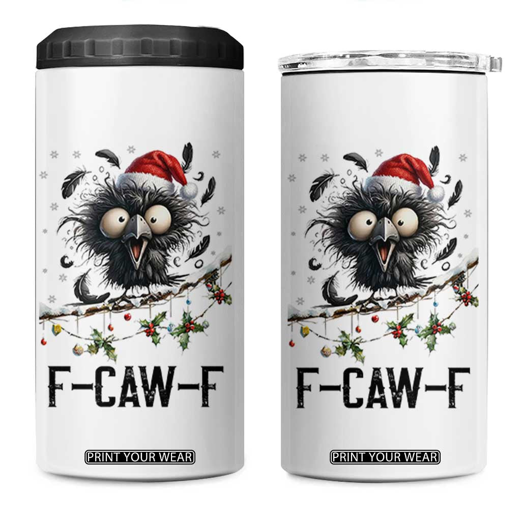 Funny F Caw F Christmas Crow 4 in 1 Can Cooler Tumbler Santa Raven Xmas Holiday Snowflake TS11 One Size: 16 oz White Print Your Wear
