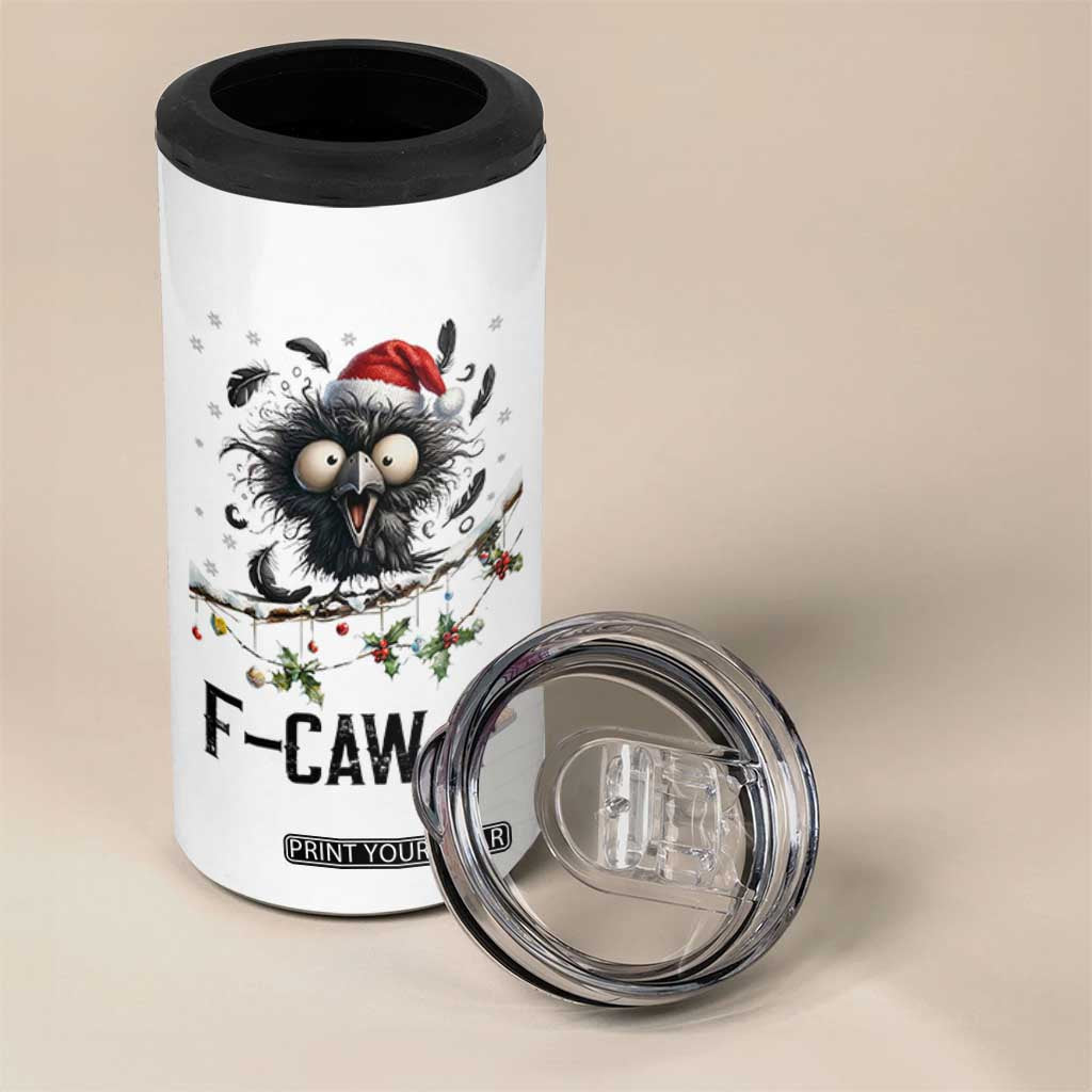Funny F Caw F Christmas Crow 4 in 1 Can Cooler Tumbler Santa Raven Xmas Holiday Snowflake TS11 Print Your Wear