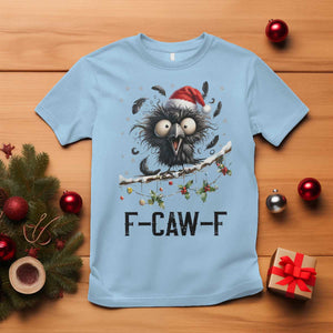 Funny F Caw F Christmas Crow T Shirt Santa Raven Xmas Holiday Snowflake TS11 Light Blue Print Your Wear
