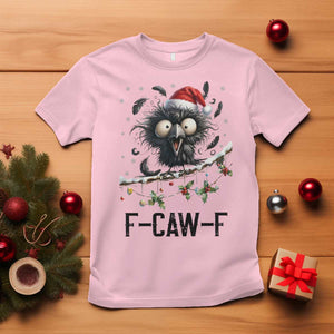 Funny F Caw F Christmas Crow T Shirt Santa Raven Xmas Holiday Snowflake TS11 Light Pink Print Your Wear