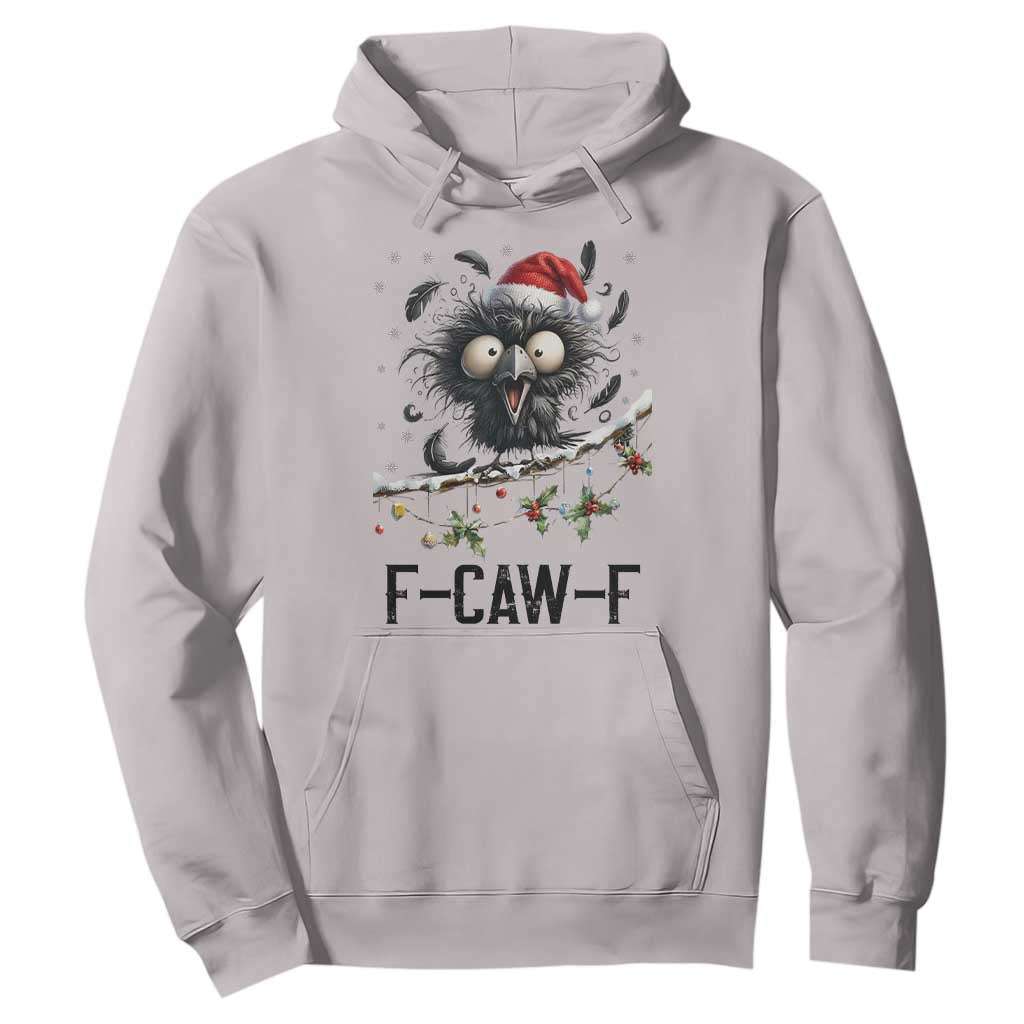 Funny F Caw F Christmas Crow Hoodie Santa Raven Xmas Holiday Snowflake TS11 Ice Gray Print Your Wear