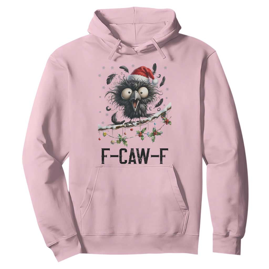 Funny F Caw F Christmas Crow Hoodie Santa Raven Xmas Holiday Snowflake TS11 Light Pink Print Your Wear