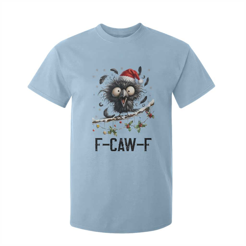 Funny F Caw F Christmas Crow T Shirt For Kid Santa Raven Xmas Holiday Snowflake TS11 Light Blue Print Your Wear