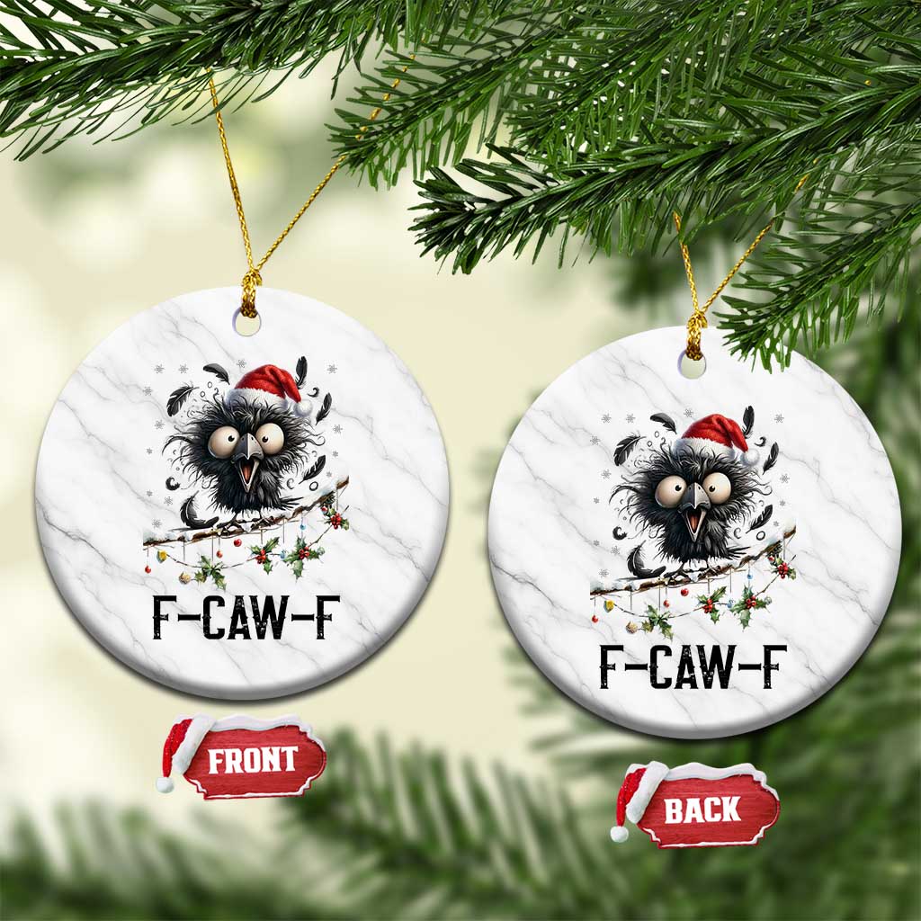 Funny F Caw F Christmas Crow Ceramic Ornament Santa Raven Xmas Holiday Snowflake TS11 1pc White Marble Print Your Wear