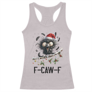 Funny F Caw F Christmas Crow Racerback Tank Top Santa Raven Xmas Holiday Snowflake TS11 Ice Gray Print Your Wear