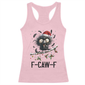Funny F Caw F Christmas Crow Racerback Tank Top Santa Raven Xmas Holiday Snowflake TS11 Light Pink Print Your Wear