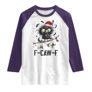 Funny F Caw F Christmas Crow Raglan Shirt Santa Raven Xmas Holiday Snowflake TS11 White Purple Print Your Wear