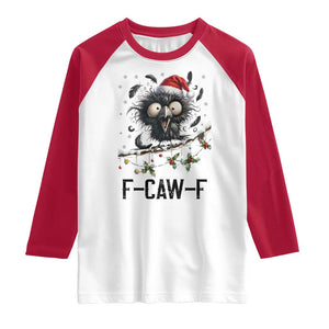 Funny F Caw F Christmas Crow Raglan Shirt Santa Raven Xmas Holiday Snowflake TS11 White Red Print Your Wear