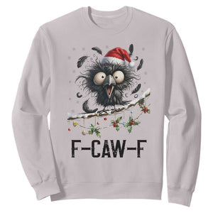 Funny F Caw F Christmas Crow Sweatshirt Santa Raven Xmas Holiday Snowflake TS11 Ice Gray Print Your Wear