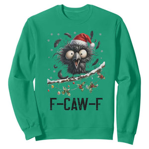 Funny F Caw F Christmas Crow Sweatshirt Santa Raven Xmas Holiday Snowflake TS11 Irish Green Print Your Wear