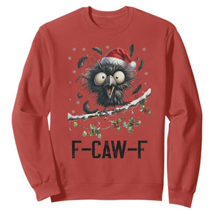 Funny F Caw F Christmas Crow Sweatshirt Santa Raven Xmas Holiday Snowflake TS11 Red Print Your Wear