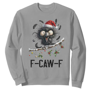Funny F Caw F Christmas Crow Sweatshirt Santa Raven Xmas Holiday Snowflake TS11 Sport Gray Print Your Wear