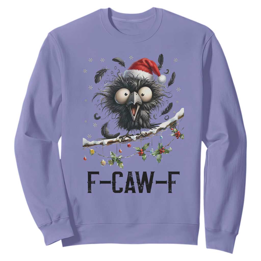 Funny F Caw F Christmas Crow Sweatshirt Santa Raven Xmas Holiday Snowflake TS11 Violet Print Your Wear