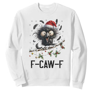 Funny F Caw F Christmas Crow Sweatshirt Santa Raven Xmas Holiday Snowflake TS11 White Print Your Wear