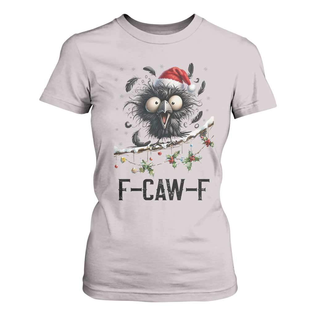 Funny F Caw F Christmas Crow T Shirt For Women Santa Raven Xmas Holiday Snowflake TS11 Ice Gray Print Your Wear