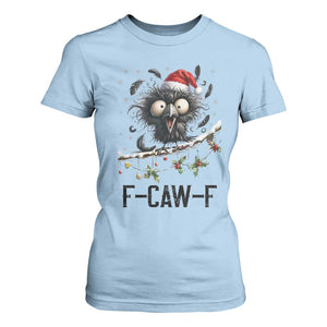 Funny F Caw F Christmas Crow T Shirt For Women Santa Raven Xmas Holiday Snowflake TS11 Light Blue Print Your Wear