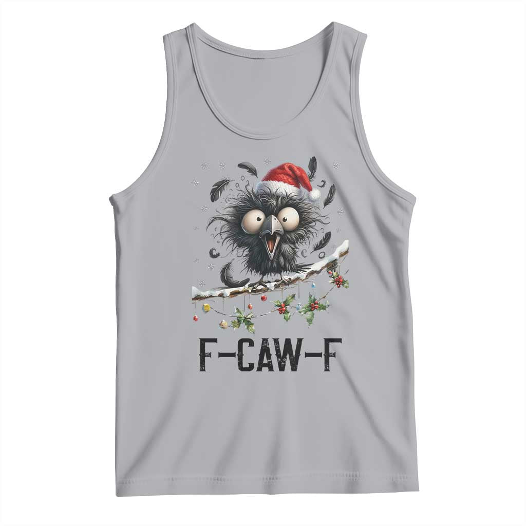 Funny F Caw F Christmas Crow Tank Top Santa Raven Xmas Holiday Snowflake TS11 Athletic Heather Print Your Wear