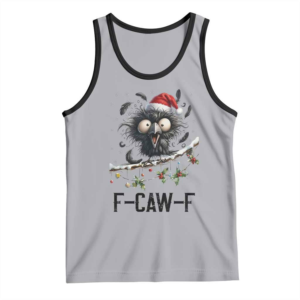 Funny F Caw F Christmas Crow Tank Top Santa Raven Xmas Holiday Snowflake TS11 Athletic Heather Black Print Your Wear