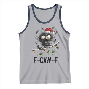 Funny F Caw F Christmas Crow Tank Top Santa Raven Xmas Holiday Snowflake TS11 Athletic Heather Navy Print Your Wear