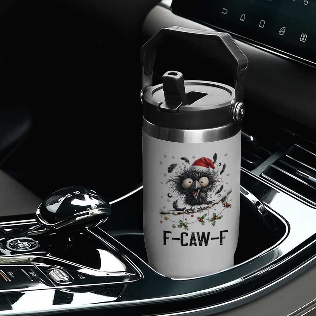 Funny F Caw F Christmas Crow Flip Straw Tumbler Santa Raven Xmas Holiday Snowflake TS11 Print Your Wear