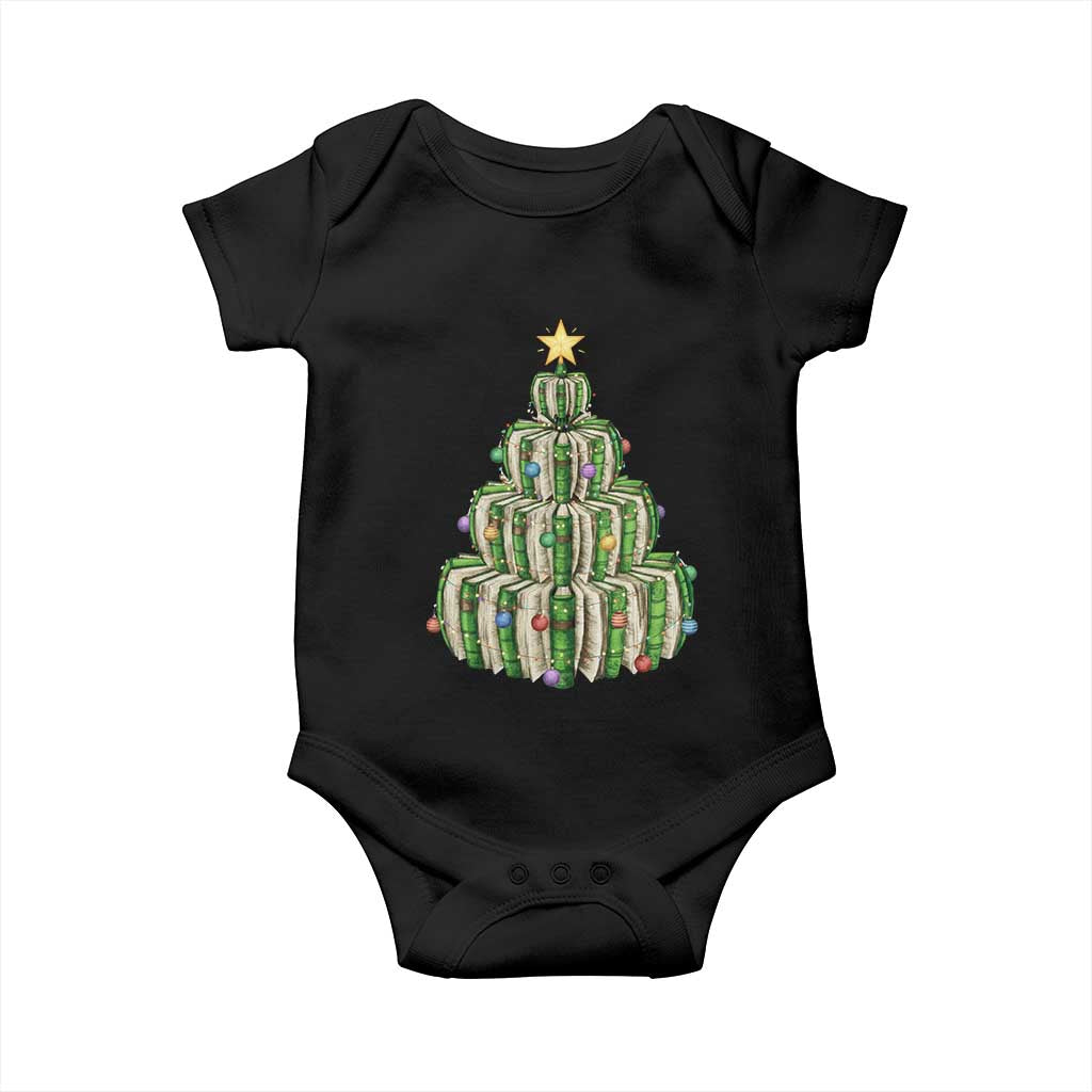 Book Christmas Tree Book Lover Teacher Librarian Baby Onesie TS11 Black Print Your Wear