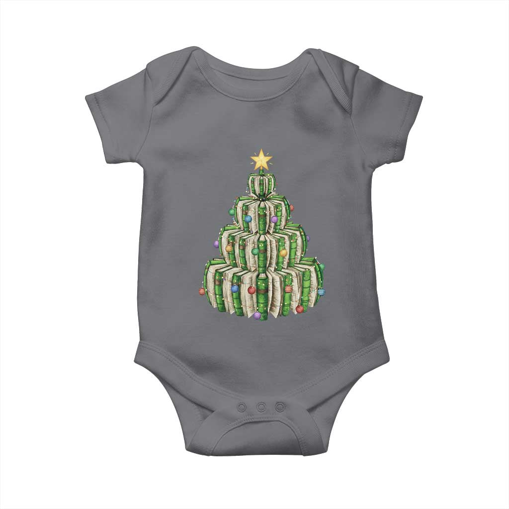 Book Christmas Tree Book Lover Teacher Librarian Baby Onesie TS11 Charcoal Print Your Wear