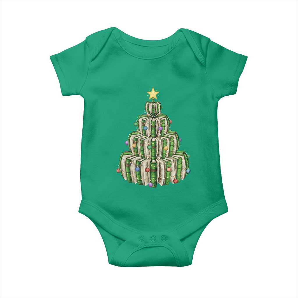 Book Christmas Tree Book Lover Teacher Librarian Baby Onesie TS11 Irish Green Print Your Wear