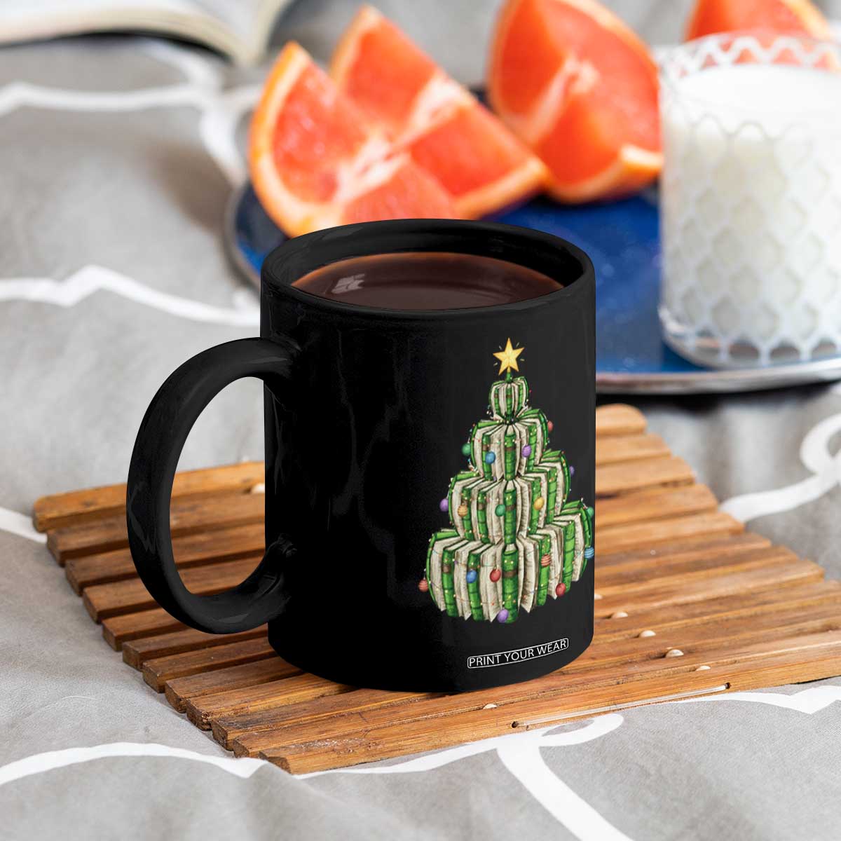 Book Christmas Tree Book Lover Teacher Librarian Coffee Mug TS11 Print Your Wear