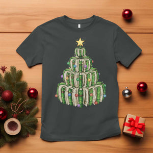 Book Christmas Tree Book Lover Teacher Librarian T Shirt TS11 Dark Heather Print Your Wear