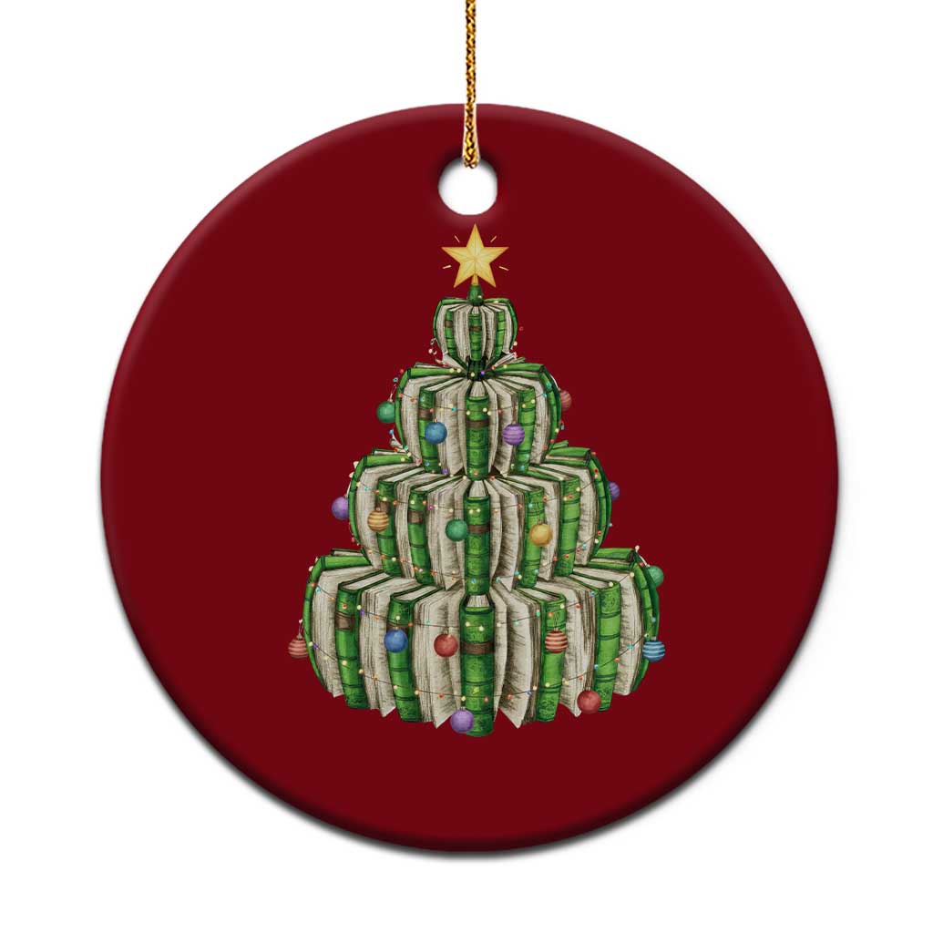 Book Christmas Tree Book Lover Teacher Librarian Ceramic Ornament TS11 1pc Red Print Your Wear