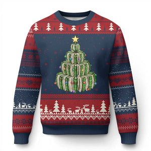 Book Christmas Tree Book Lover Teacher Librarian Ugly Christmas Sweater TS11 Navy Red Print Your Wear