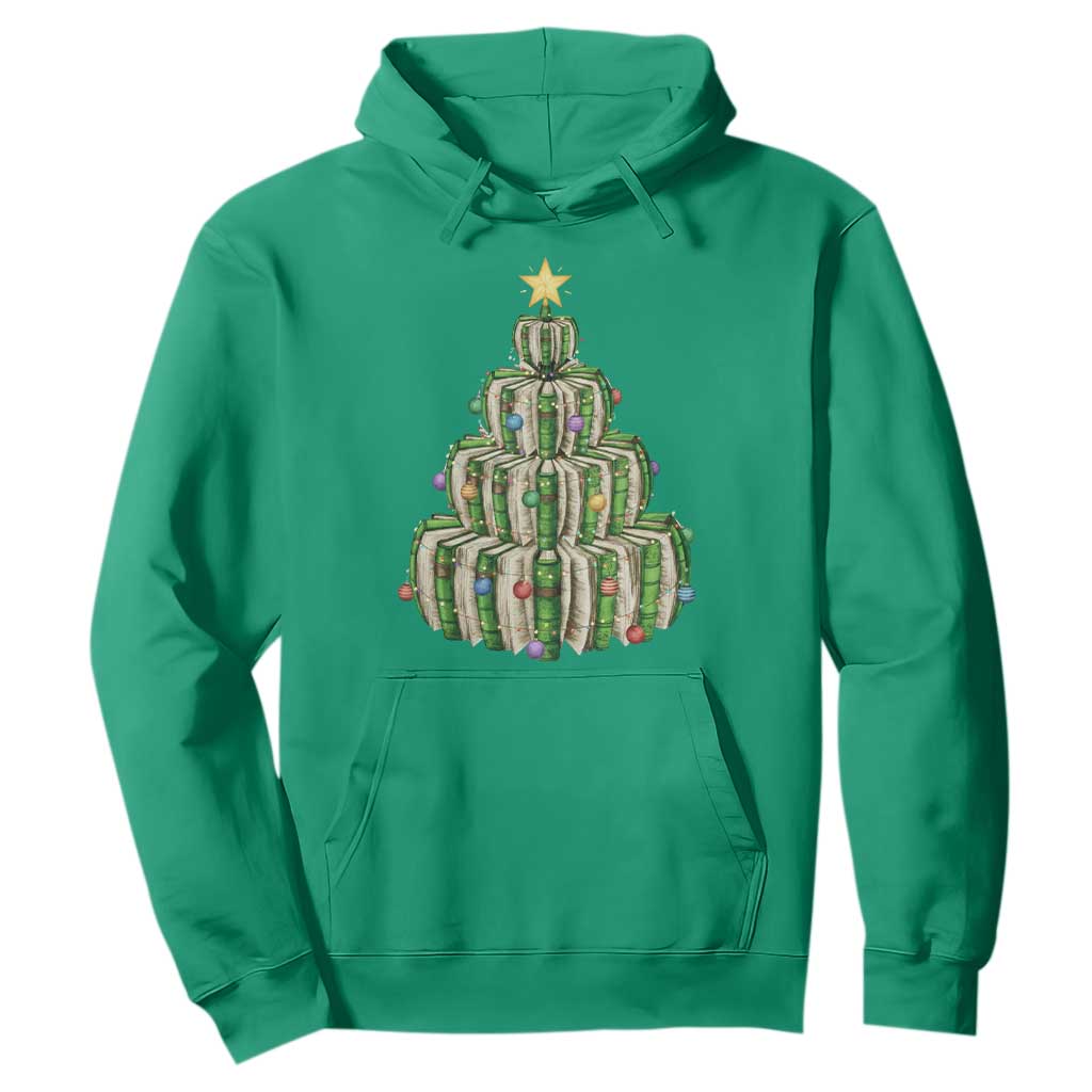 Book Christmas Tree Book Lover Teacher Librarian Hoodie TS11 Irish Green Print Your Wear