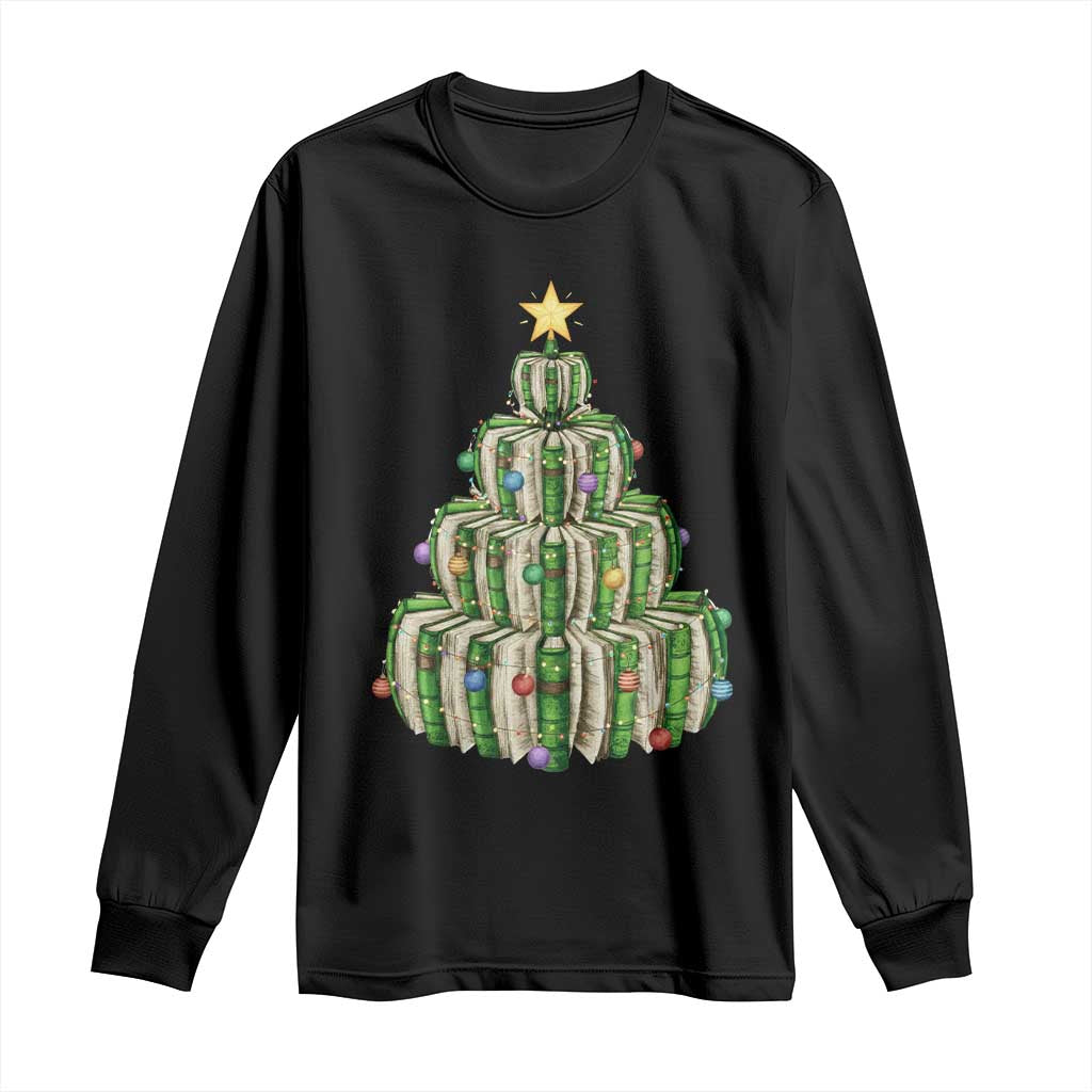 Book Christmas Tree Book Lover Teacher Librarian Long Sleeve Shirt TS11 Black Print Your Wear