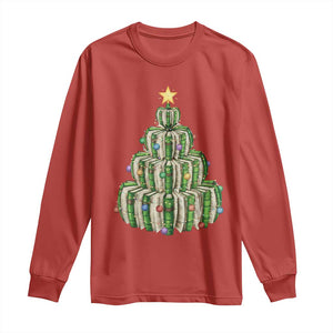 Book Christmas Tree Book Lover Teacher Librarian Long Sleeve Shirt TS11 Red Print Your Wear
