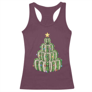 Book Christmas Tree Book Lover Teacher Librarian Racerback Tank Top TS11 Maroon Print Your Wear