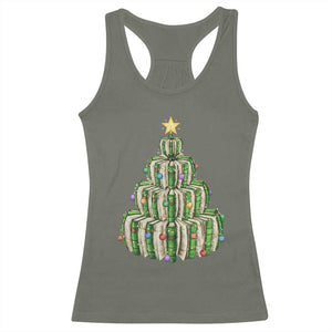 Book Christmas Tree Book Lover Teacher Librarian Racerback Tank Top TS11 Military Green Print Your Wear