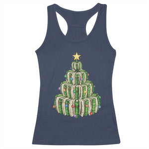 Book Christmas Tree Book Lover Teacher Librarian Racerback Tank Top TS11 Navy Print Your Wear