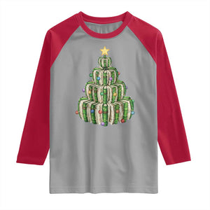 Book Christmas Tree Book Lover Teacher Librarian Raglan Shirt TS11 Sport Gray Red Print Your Wear