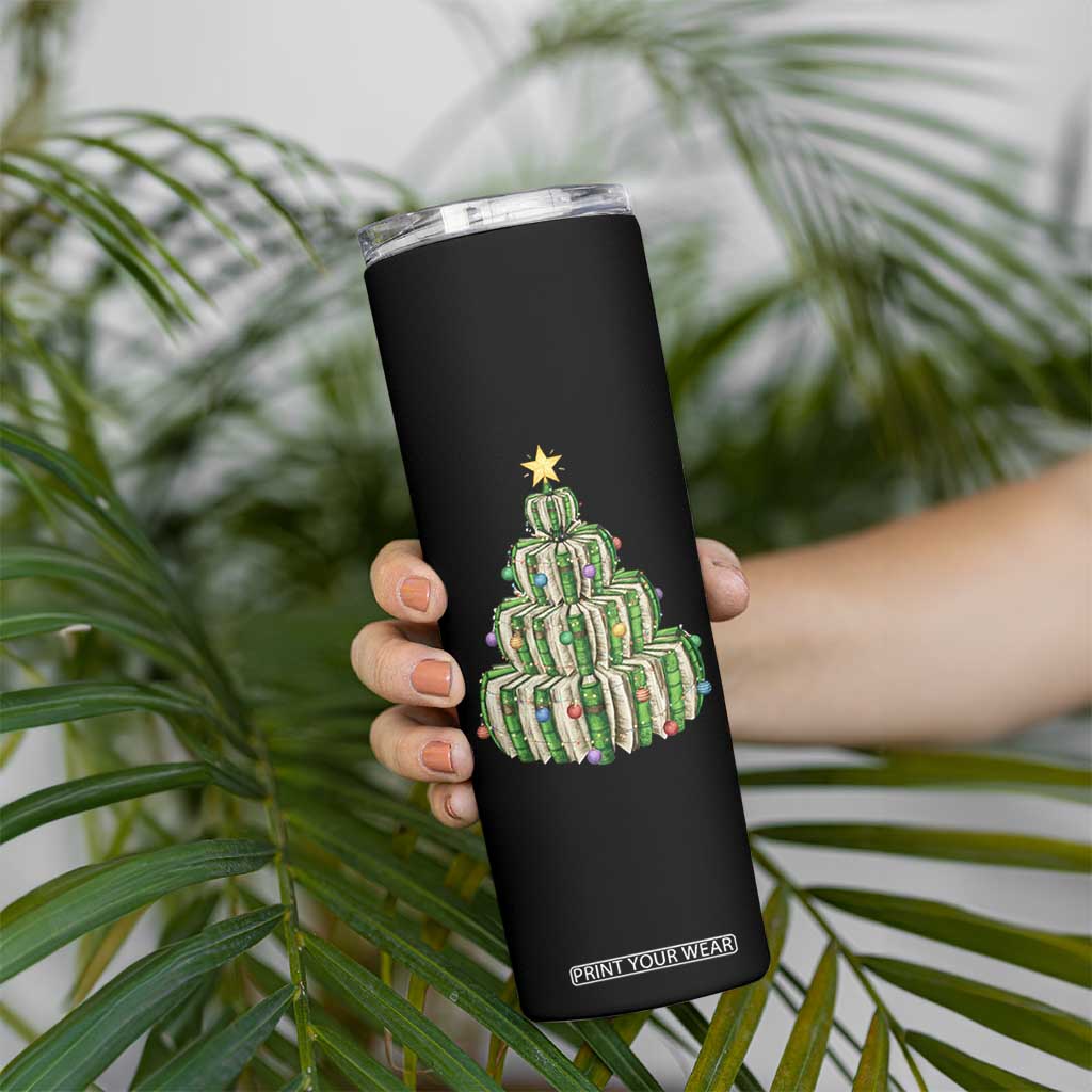 Book Christmas Tree Book Lover Teacher Librarian Skinny Tumbler TS11 Print Your Wear