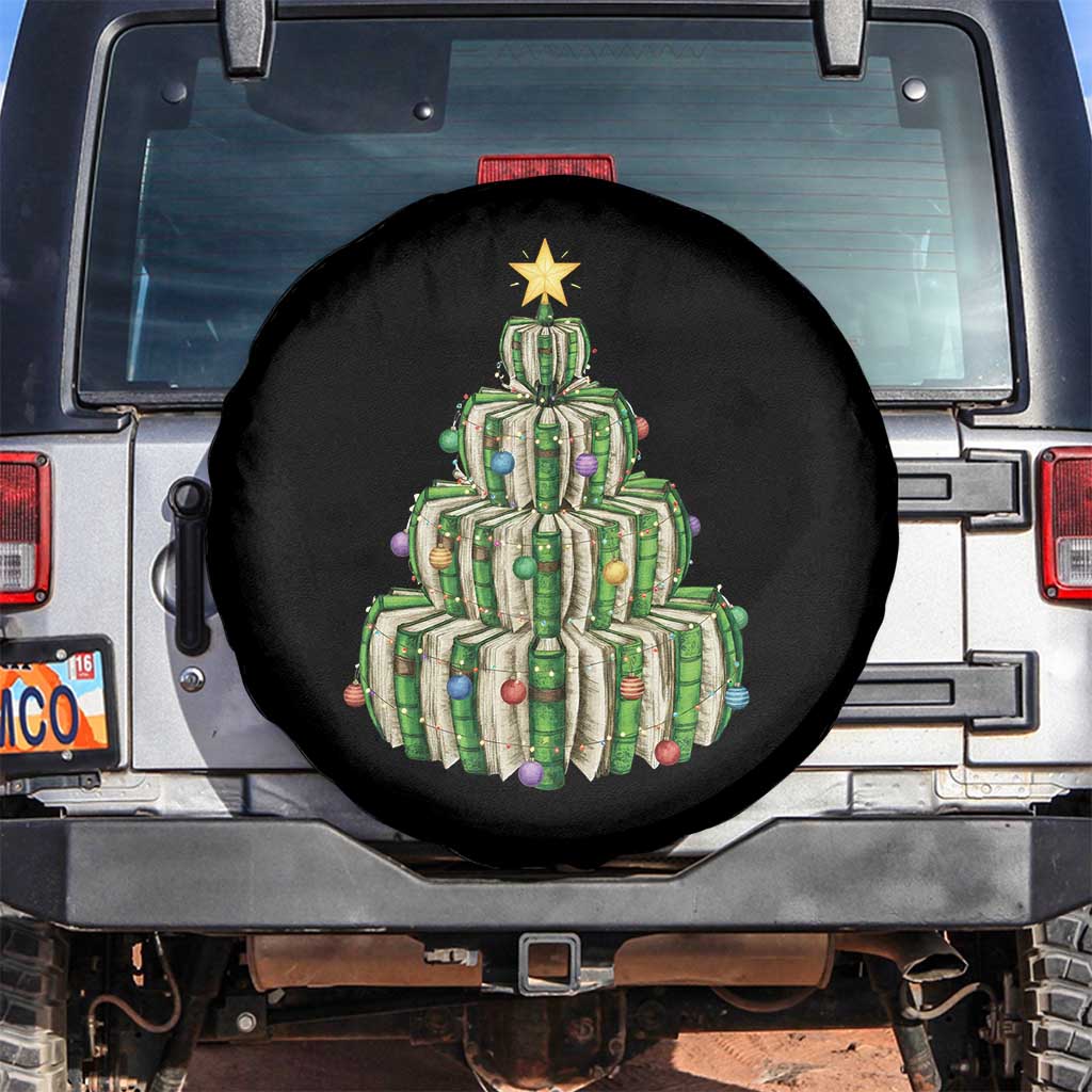 Book Christmas Tree Book Lover Teacher Librarian Spare Tire Cover TS11 No hole Black Print Your Wear