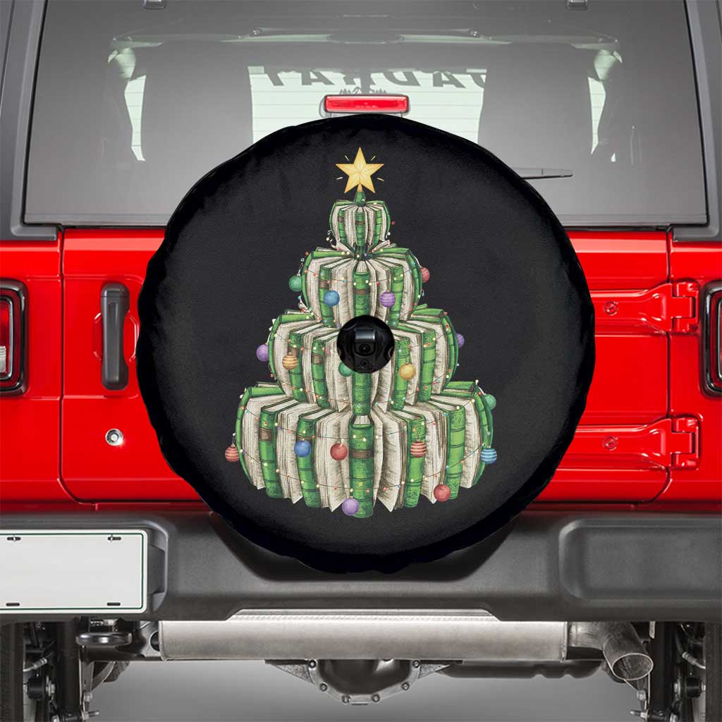 Book Christmas Tree Book Lover Teacher Librarian Spare Tire Cover TS11 Black Print Your Wear