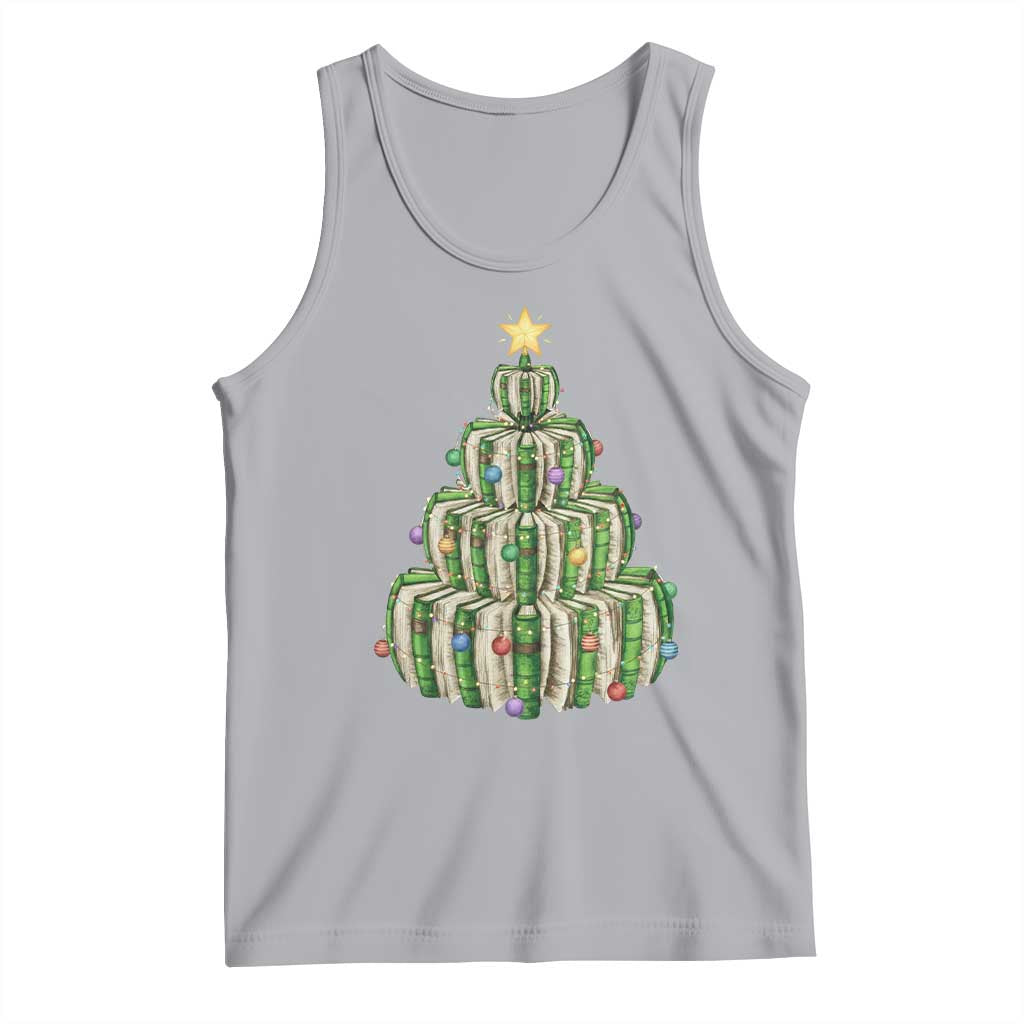 Book Christmas Tree Book Lover Teacher Librarian Tank Top TS11 Athletic Heather Print Your Wear