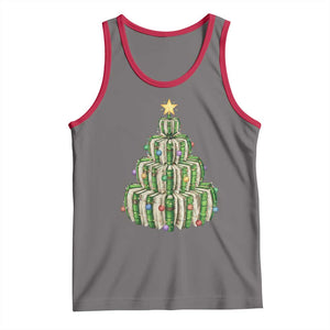 Book Christmas Tree Book Lover Teacher Librarian Tank Top - Print Your Wear