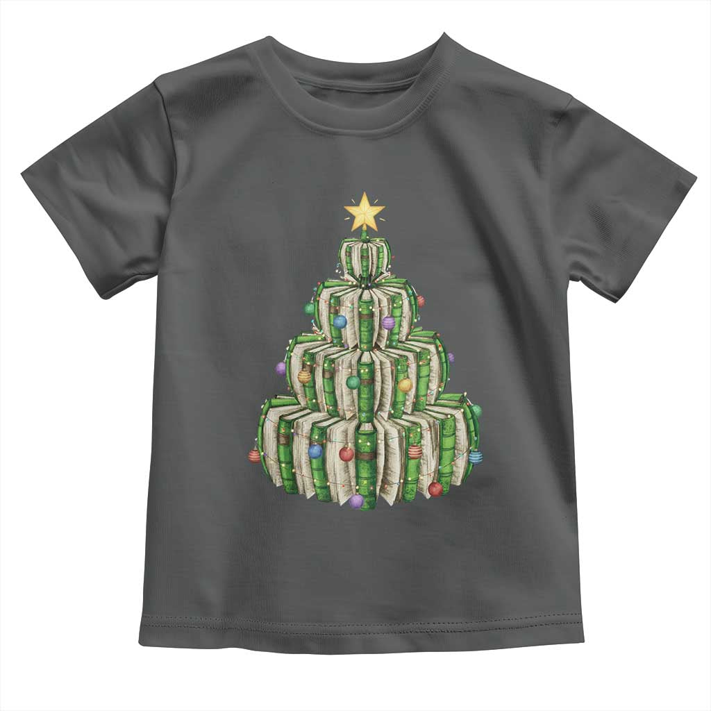 Book Christmas Tree Book Lover Teacher Librarian Toddler T Shirt TS11 Dark Heather Print Your Wear