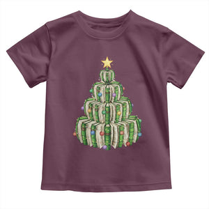 Book Christmas Tree Book Lover Teacher Librarian Toddler T Shirt TS11 Maroon Print Your Wear
