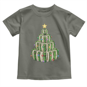 Book Christmas Tree Book Lover Teacher Librarian Toddler T Shirt TS11 Military Green Print Your Wear