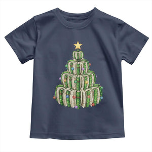 Book Christmas Tree Book Lover Teacher Librarian Toddler T Shirt TS11 Navy Print Your Wear
