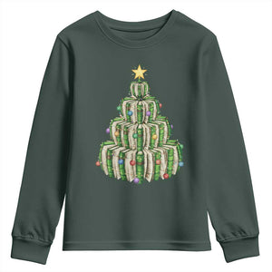 Book Christmas Tree Book Lover Teacher Librarian Youth Sweatshirt TS11 Dark Forest Green Print Your Wear