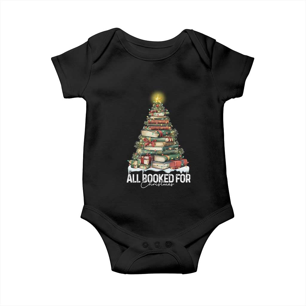 All Booked For Christmas Baby Onesie Xmas Tree Lights Book Lover TS11 Black Print Your Wear